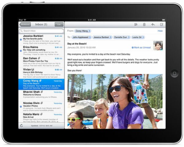 Чтение почтовых сообщений на iPad Чтение почтовых сообщений на iPad